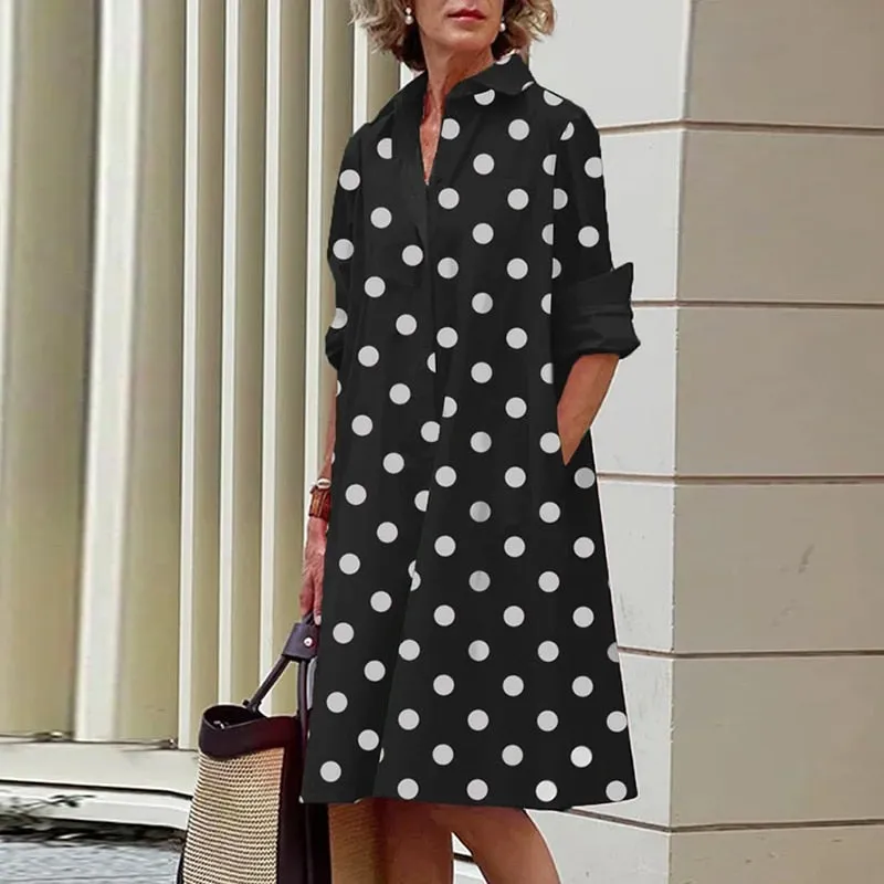 Athena - Elegant dress with collar and pockets