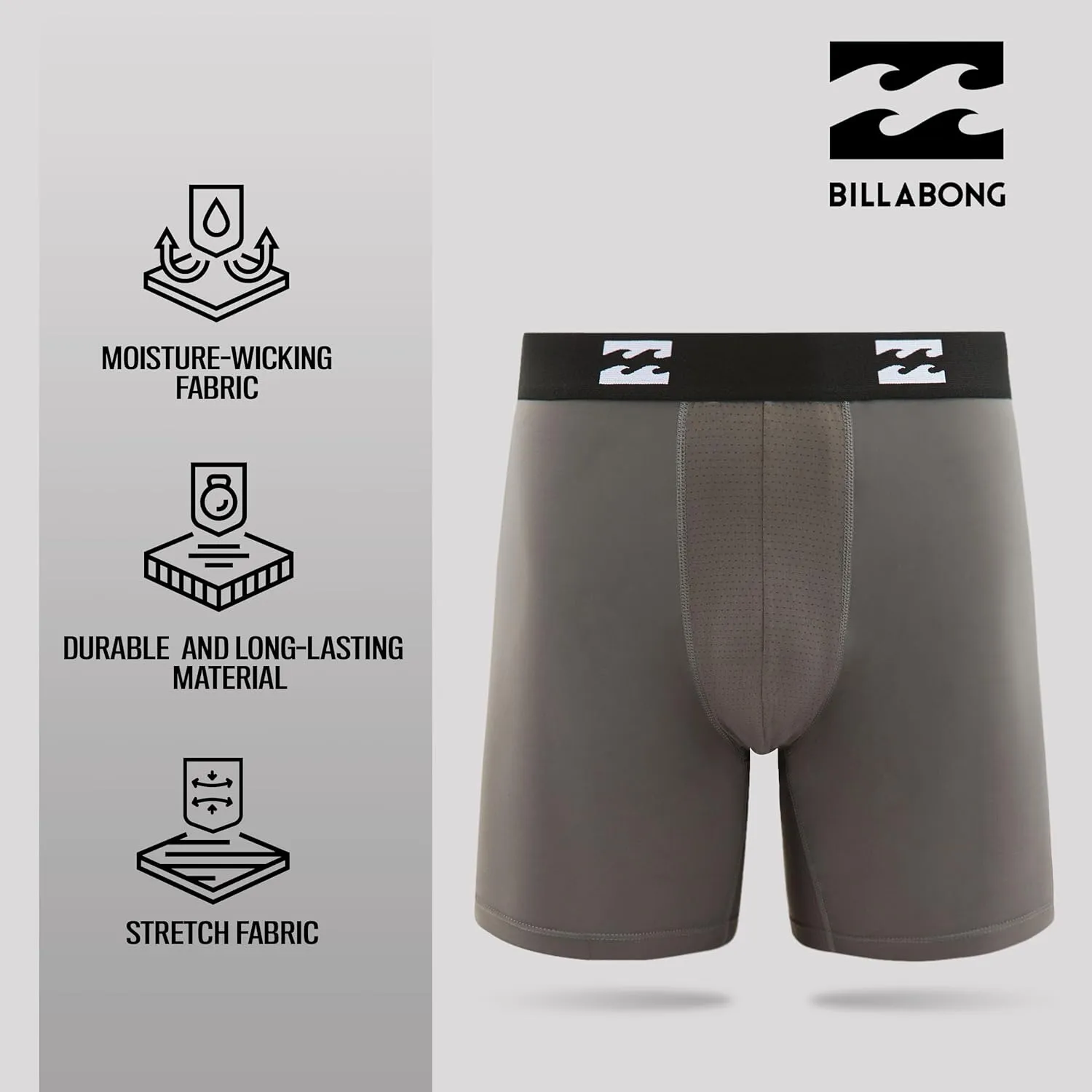 Billabong Mens Underwear 4 Pack Microfiber Performance Boxer Briefs for Men