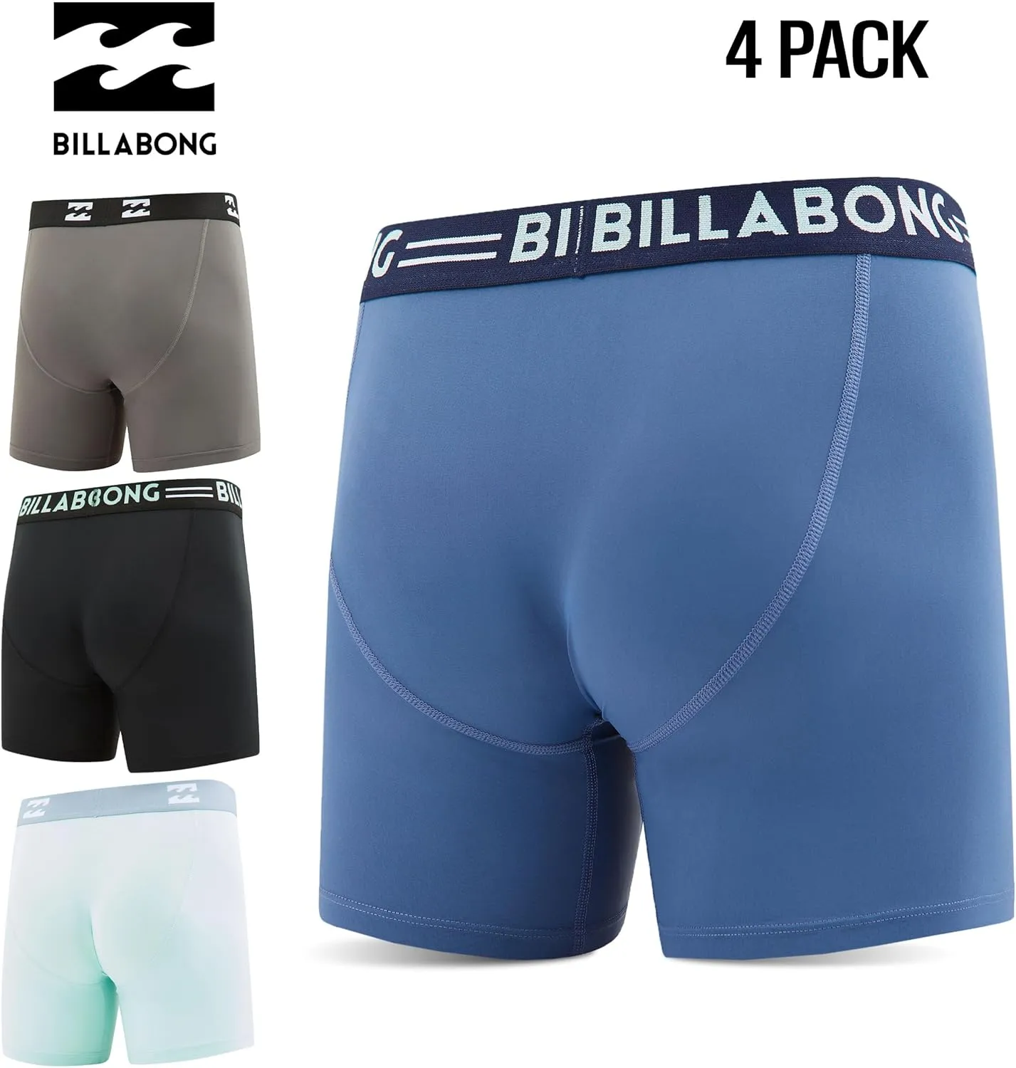 Billabong Mens Underwear 4 Pack Microfiber Performance Boxer Briefs for Men