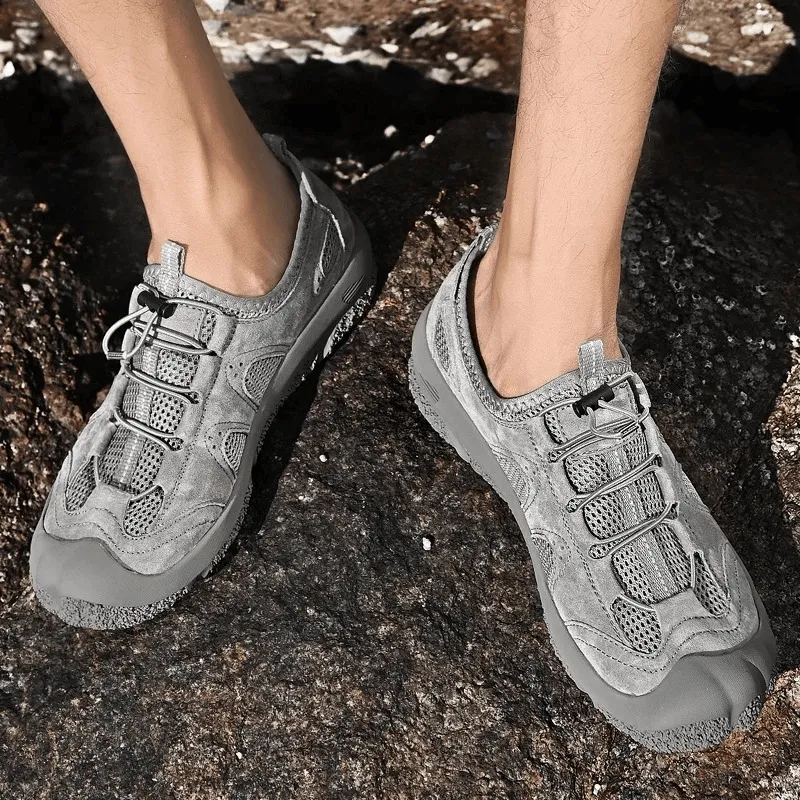 Breathable Leather Hiking Sneakers with Adjustable Lace - SF1853