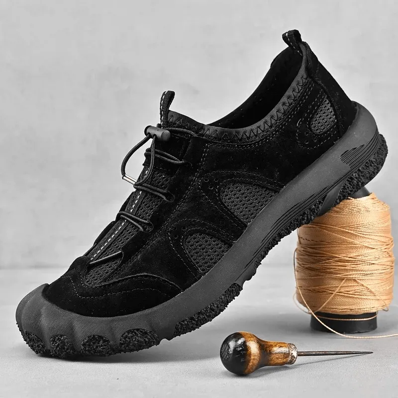 Breathable Leather Hiking Sneakers with Adjustable Lace - SF1853
