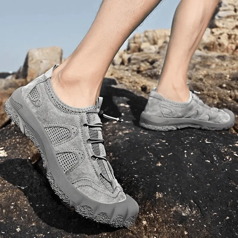 Breathable Leather Hiking Sneakers with Adjustable Lace - SF1853