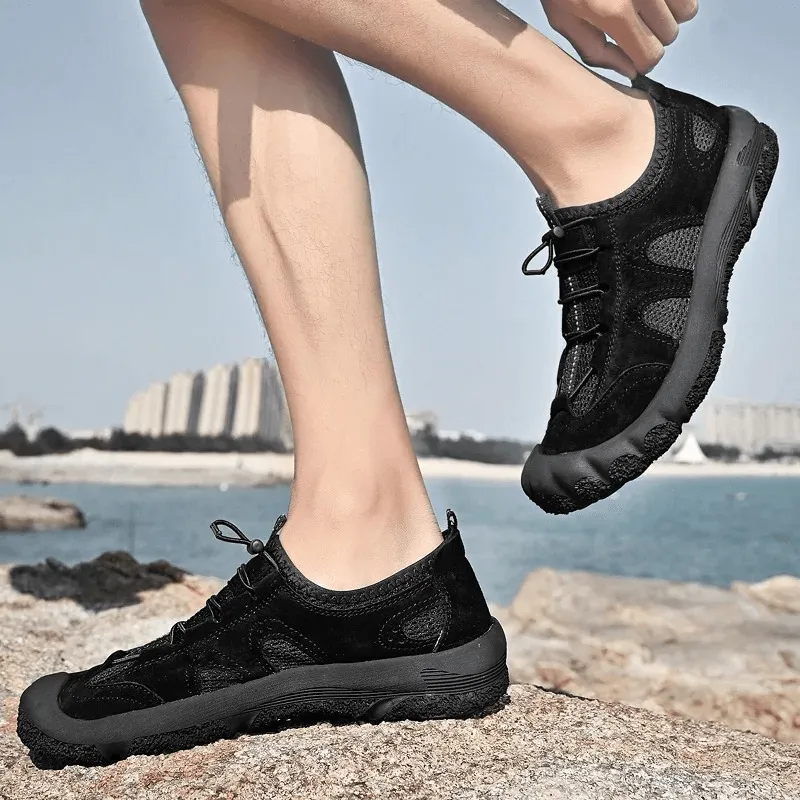 Breathable Leather Hiking Sneakers with Adjustable Lace - SF1853