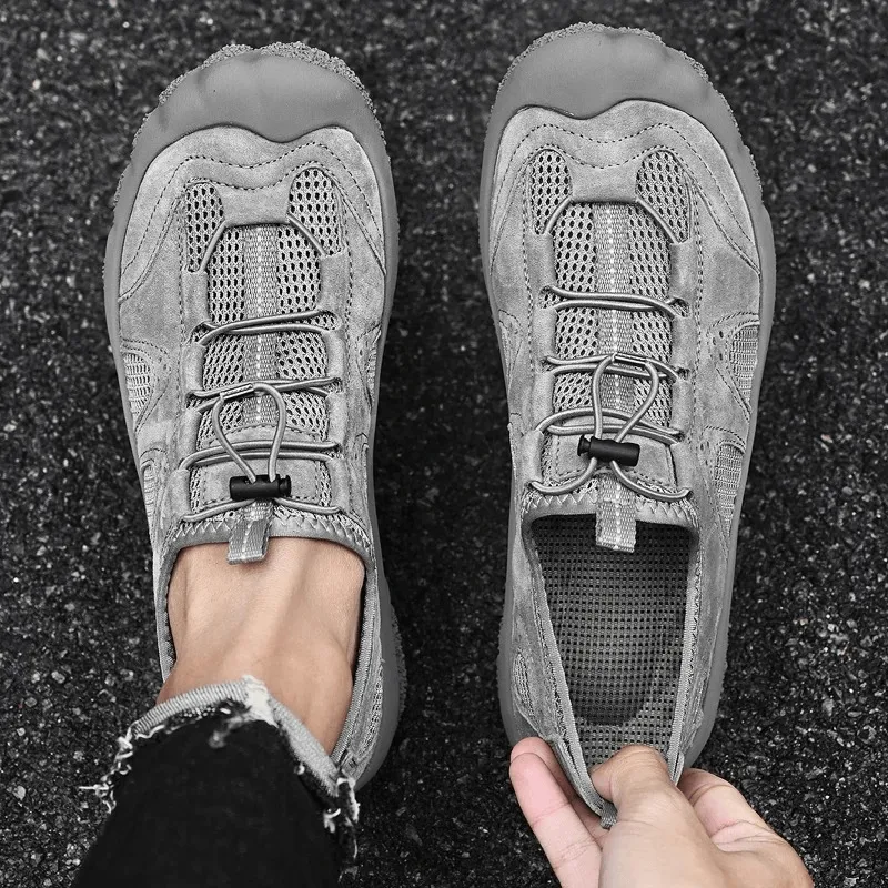 Breathable Leather Hiking Sneakers with Adjustable Lace - SF1853