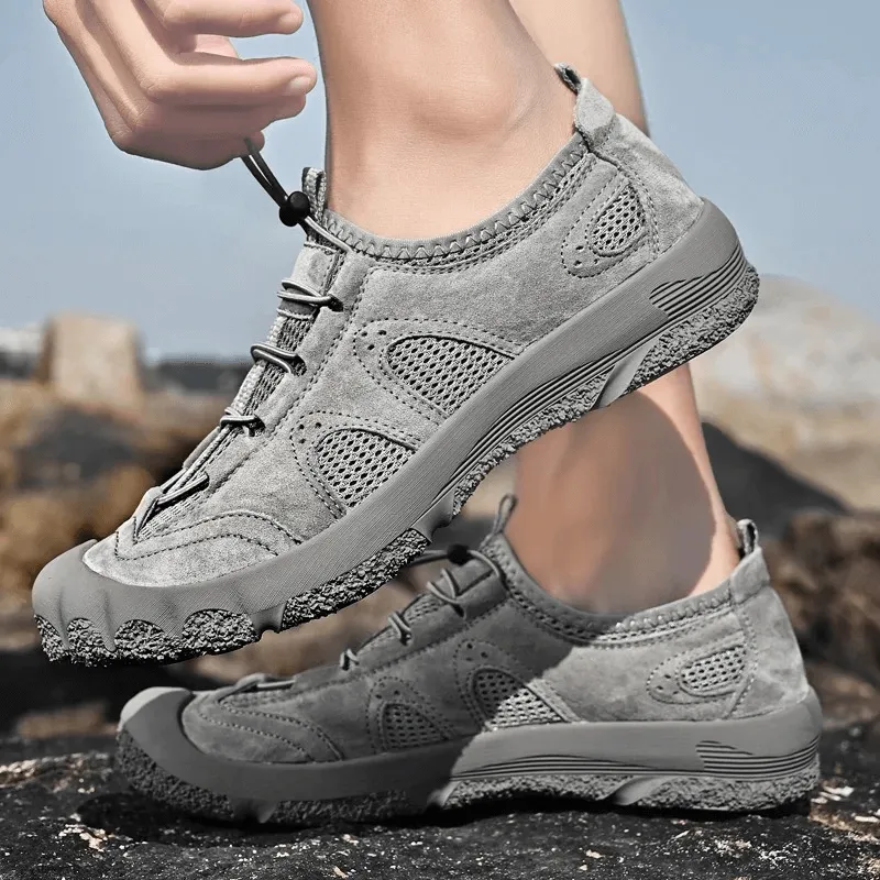Breathable Leather Hiking Sneakers with Adjustable Lace - SF1853