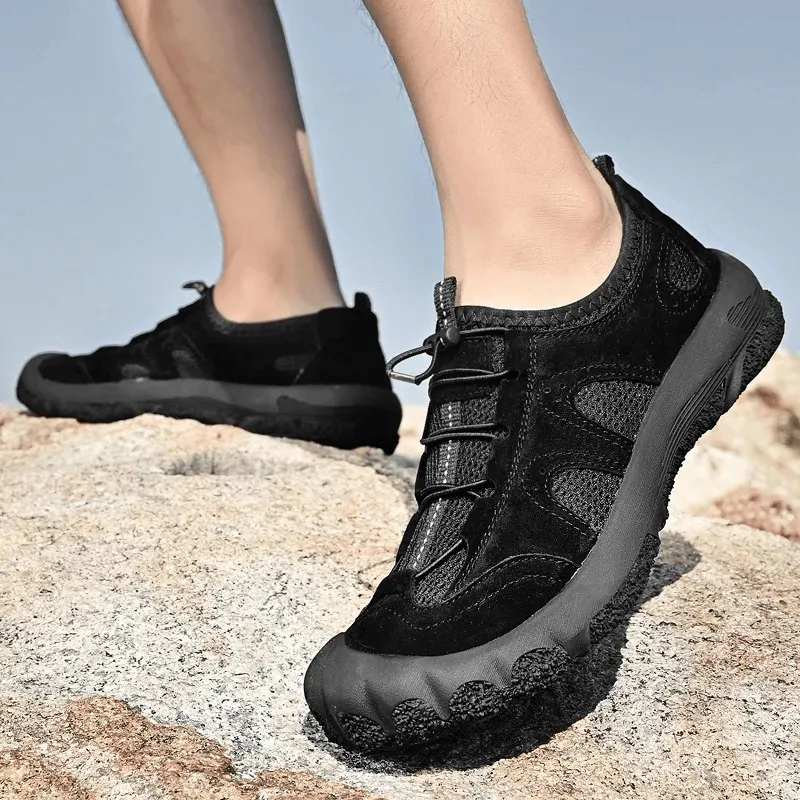 Breathable Leather Hiking Sneakers with Adjustable Lace - SF1853
