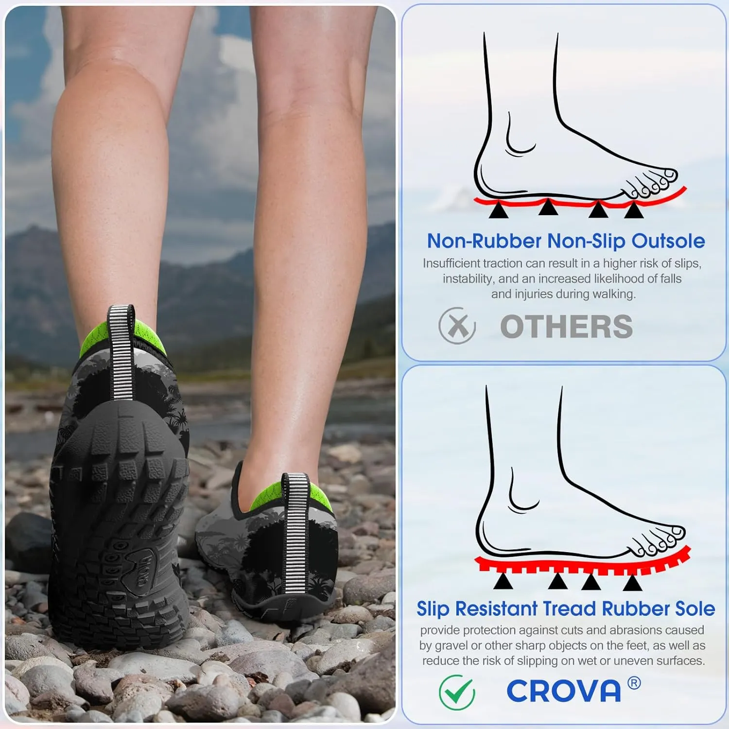 Built-in Heel Grips Water Shoes for Kids Girls Boys Hiking Wide Barefoot Swim Beach Pool Big Kid