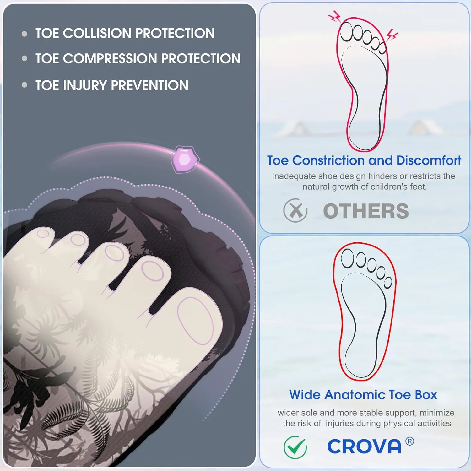 Built-in Heel Grips Water Shoes for Kids Girls Boys Hiking Wide Barefoot Swim Beach Pool Big Kid