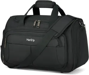 Carry on Duffel Bag Foldable Duffle Bags for Travel, Under Seat Personal Item Bags for Airplanes, Weekender Overnight Mens Travel Tote Bag for Women Small Softside Carry on Luggage (Black)