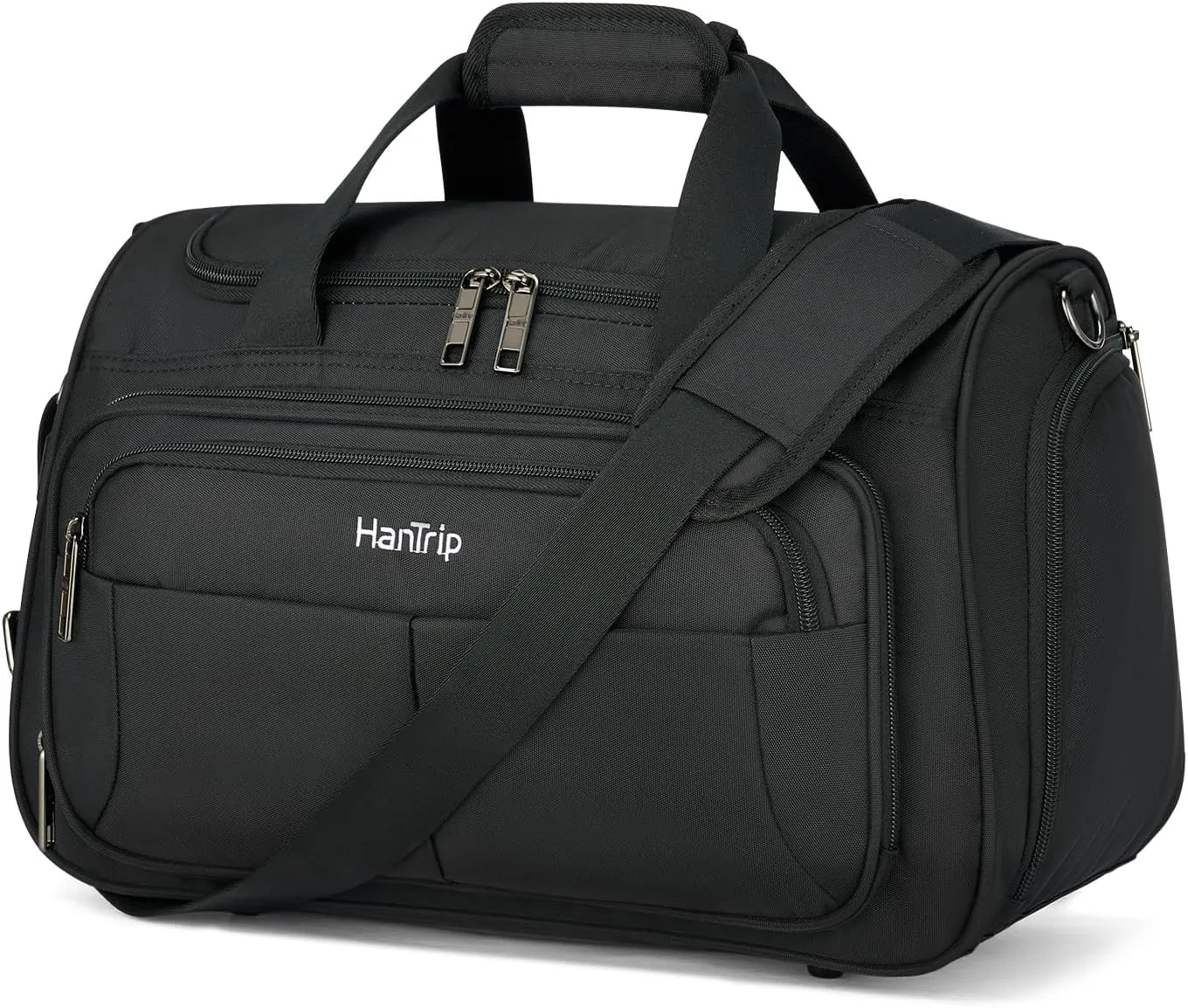 Carry on Duffel Bag Foldable Duffle Bags for Travel, Under Seat Personal Item Bags for Airplanes, Weekender Overnight Mens Travel Tote Bag for Women Small Softside Carry on Luggage (Black)