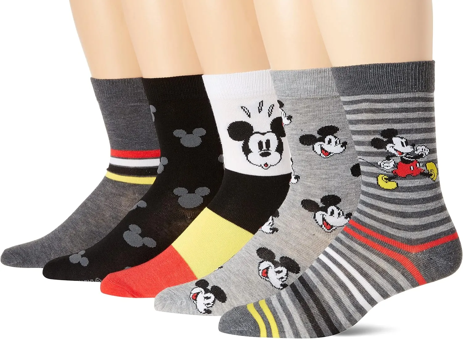 Disney Men's Mickey Mouse 5 Pack Crew Socks