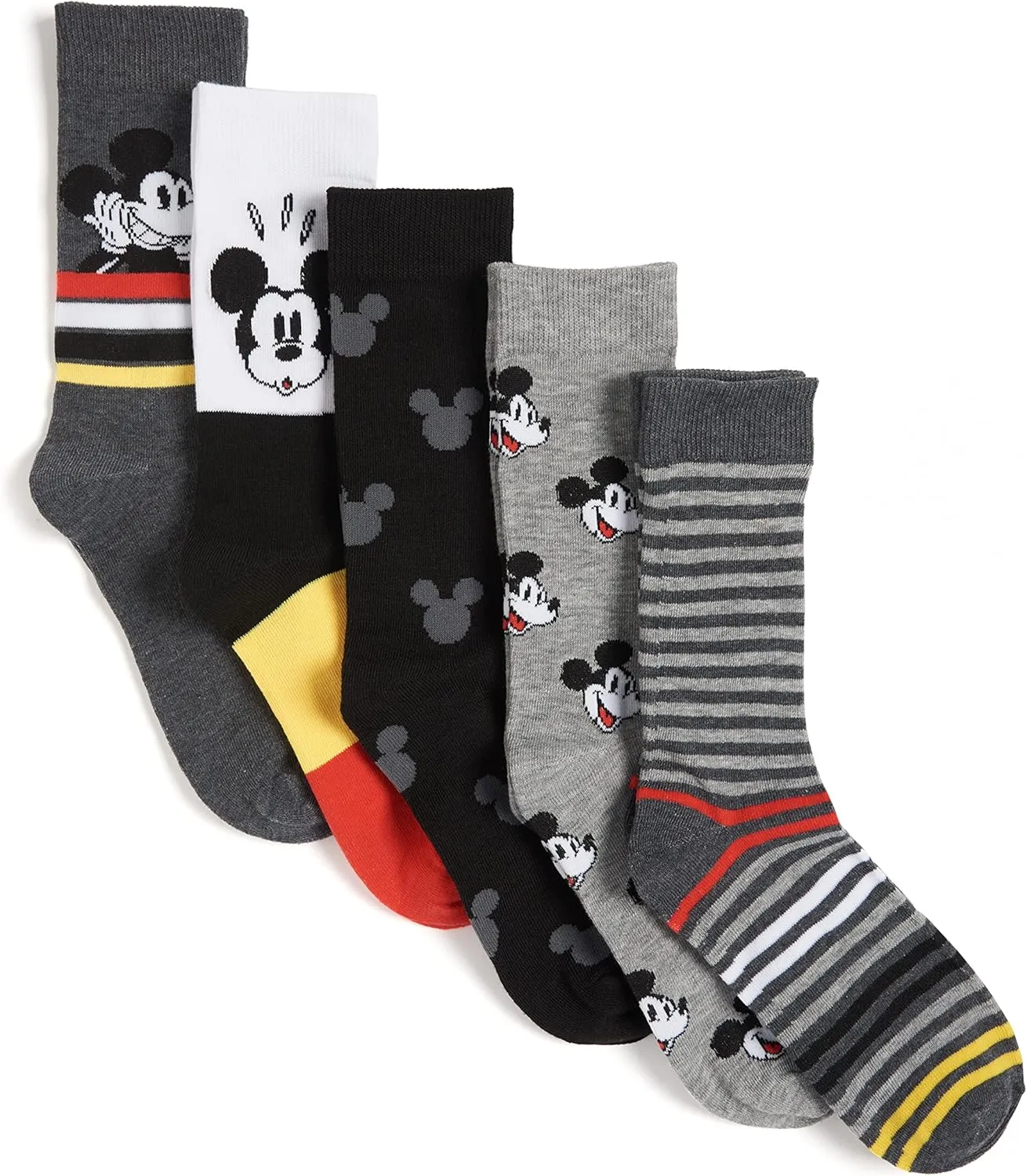 Disney Men's Mickey Mouse 5 Pack Crew Socks