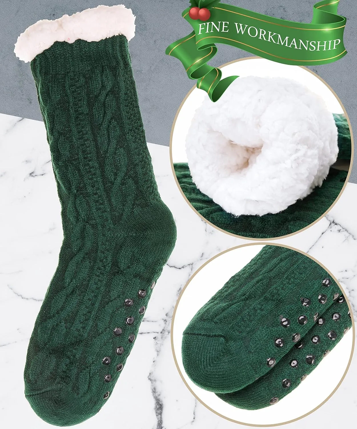 EBMORE Mens Slipper Fuzzy Socks Winter Cozy Fluffy Cabin Warm Fleece Soft Comfy Thick Non Slip Home Socks