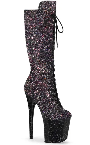 FLAMINGO-2020MG Black Multi Glitter Knee High Boots