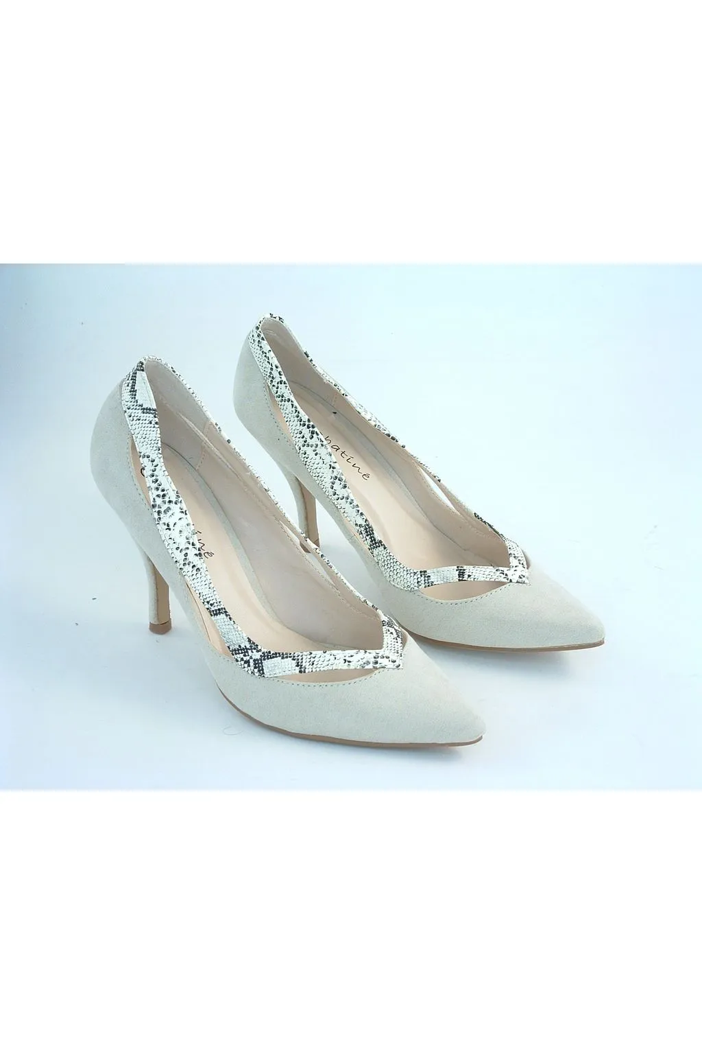 Glitz Shoes Sabatine Beige  Faux Suede Leather Shoes