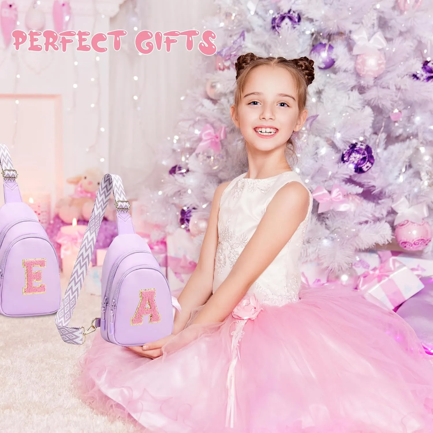 I IHAYNER Birthday Gifts for 3 4 5 6 7 8 9 10 11 12 13 Year Old Girls Small Initial Sling Bag for Travel Cute Crossbody Bag (Purple-S??