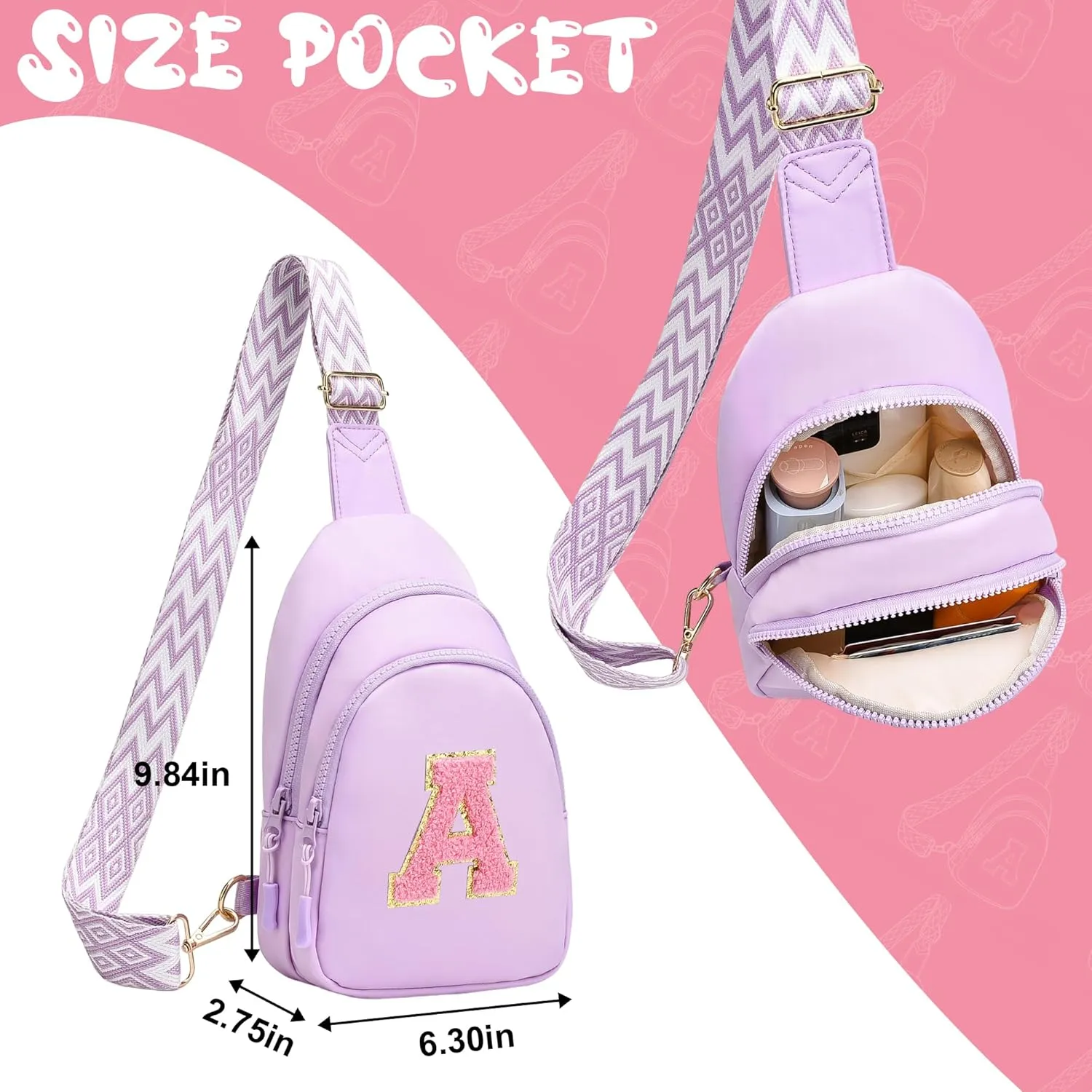 I IHAYNER Birthday Gifts for 3 4 5 6 7 8 9 10 11 12 13 Year Old Girls Small Initial Sling Bag for Travel Cute Crossbody Bag (Purple-S??