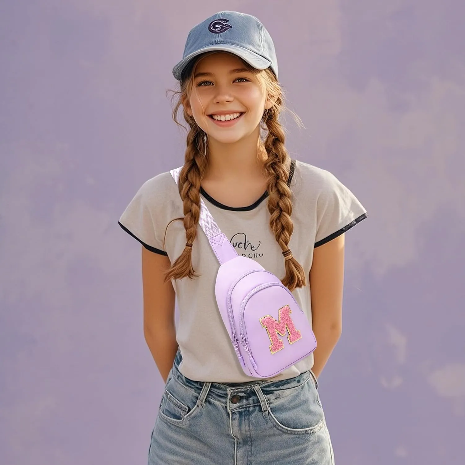 I IHAYNER Birthday Gifts for 3 4 5 6 7 8 9 10 11 12 13 Year Old Girls Small Initial Sling Bag for Travel Cute Crossbody Bag (Purple-S??