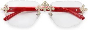 ICE STAR Triple Cross Iced-Out Sunglasses ?C Frameless Design Shades for Men & Women, Hip-Hop Fashion Eyewear