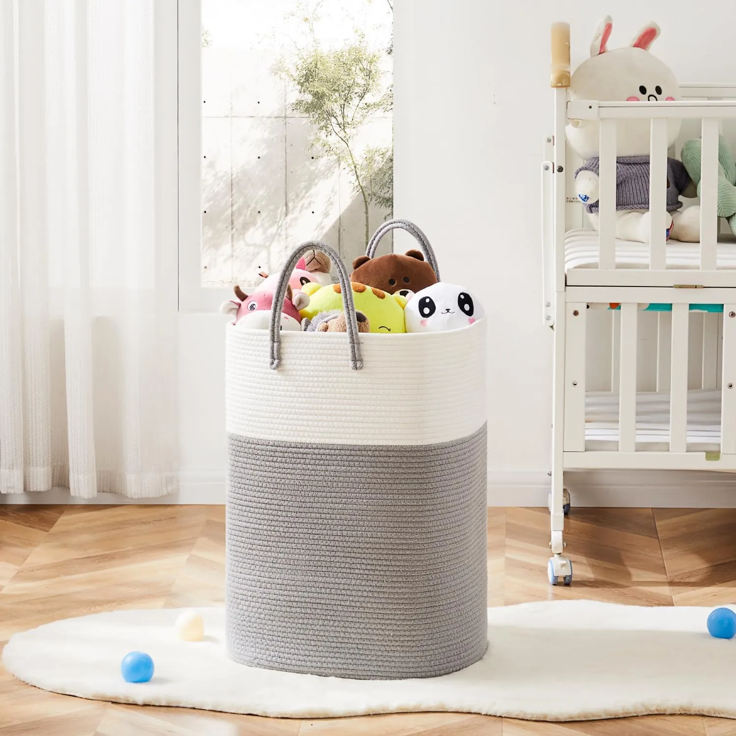 Laundry Basket,Woven Cotton Rope Laundry Hamper Sorters,100L Versatile Storage for Dirty Clothes,Baby Toys,and Blankets in Bathroom, Nursery,and Living Room