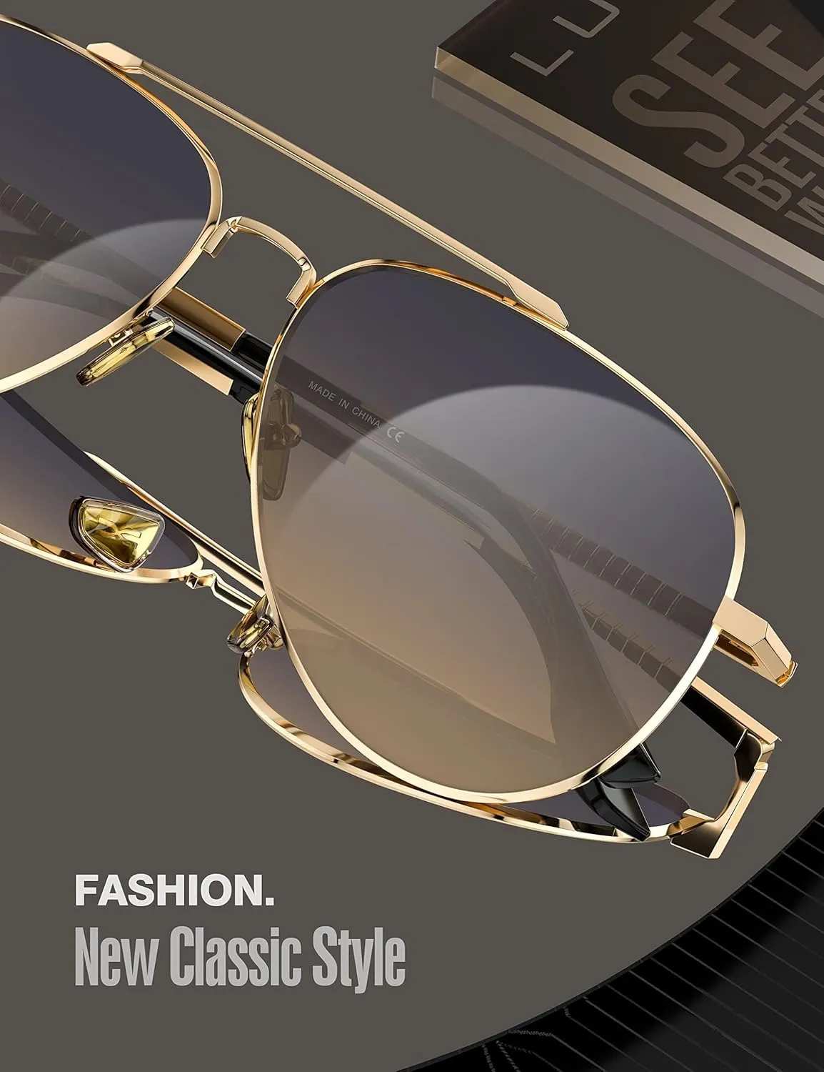LUENX Aviator Sunglasses for Men Women Polarized Driving Classic Shades - UV 400 Protection with Accessories 60MM