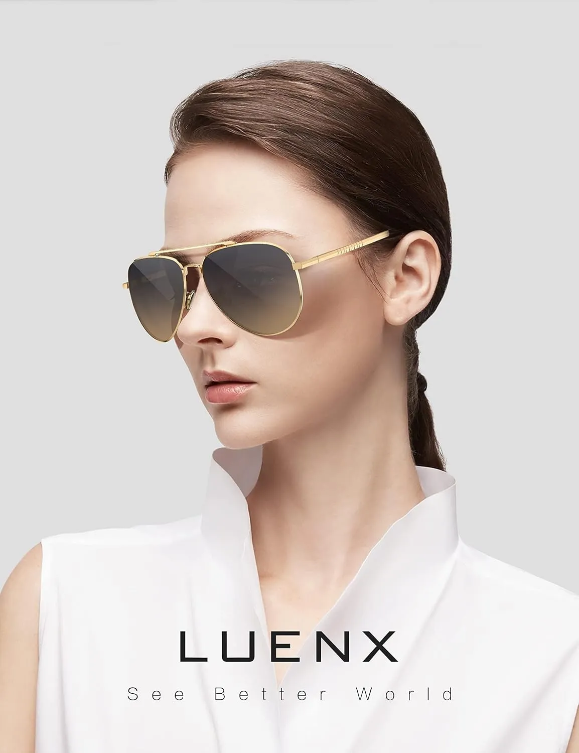 LUENX Aviator Sunglasses for Men Women Polarized Driving Classic Shades - UV 400 Protection with Accessories 60MM