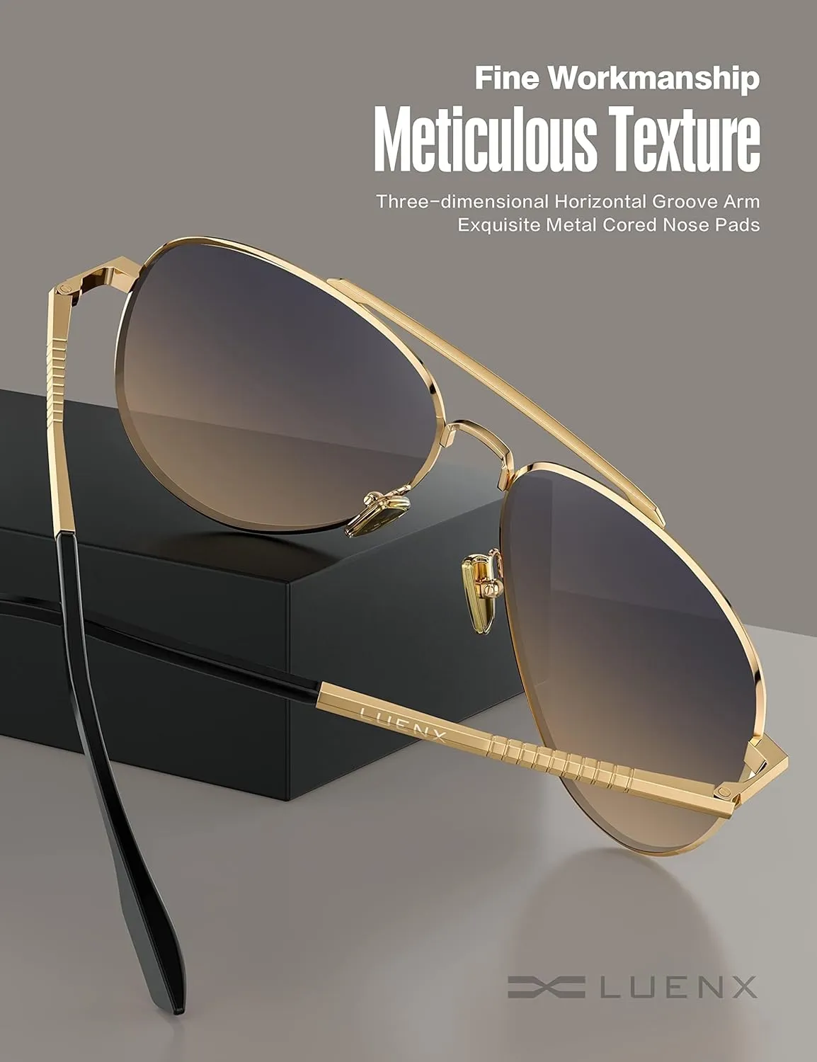 LUENX Aviator Sunglasses for Men Women Polarized Driving Classic Shades - UV 400 Protection with Accessories 60MM
