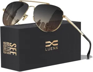 LUENX Aviator Sunglasses for Men Women Polarized Driving Classic Shades - UV 400 Protection with Accessories 60MM