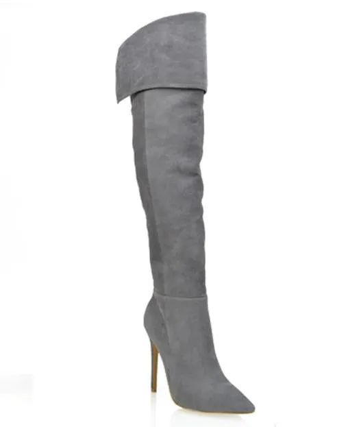 MAYA KNEE HIGH BOOTS - GRAY