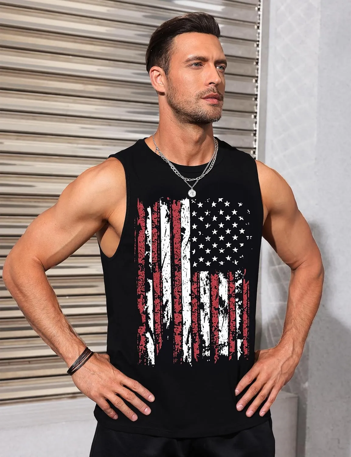 Mens Graphic Tank Tops Sleeveless Muscle Shirts Beach Hawaiian Coconut Tree Patriotic Tank Tops