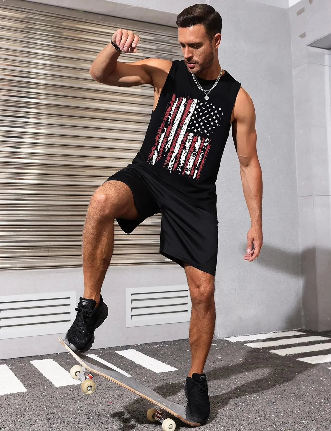 Mens Graphic Tank Tops Sleeveless Muscle Shirts Beach Hawaiian Coconut Tree Patriotic Tank Tops