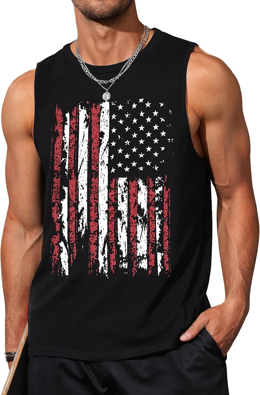 Mens Graphic Tank Tops Sleeveless Muscle Shirts Beach Hawaiian Coconut Tree Patriotic Tank Tops