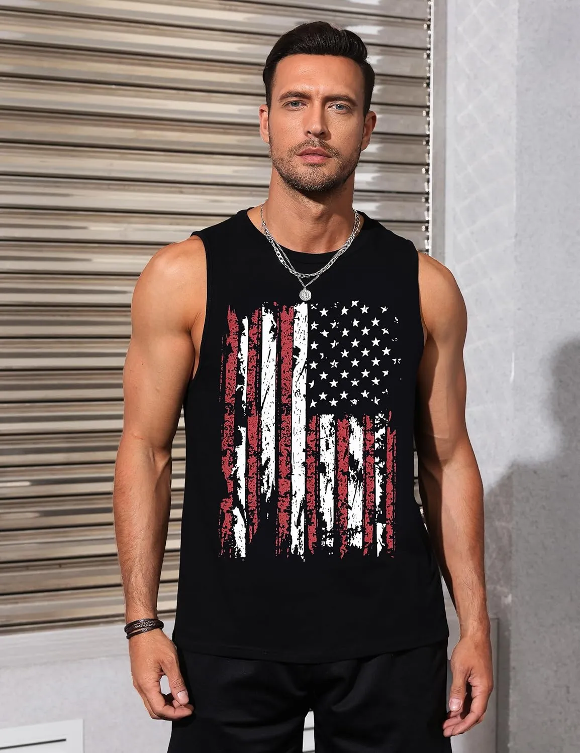 Mens Graphic Tank Tops Sleeveless Muscle Shirts Beach Hawaiian Coconut Tree Patriotic Tank Tops