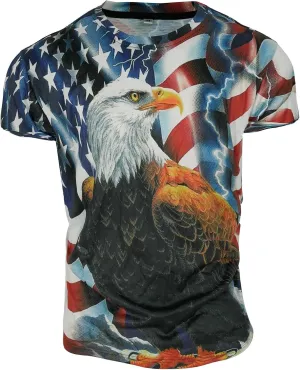 Men's Short Sleeve Patriotic American Design with Eagle and Flag Premium T-Shirt