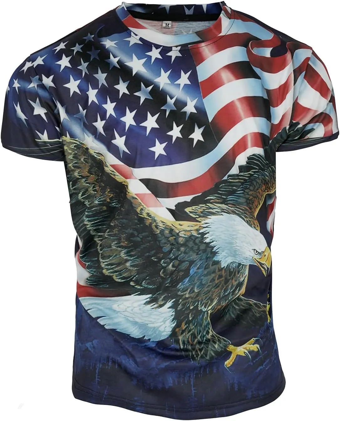 Men's Short Sleeve Patriotic American Design with Eagle and Flag Premium T-Shirt