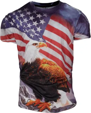Men's Short Sleeve Patriotic American Design with Eagle and Flag Premium T-Shirt
