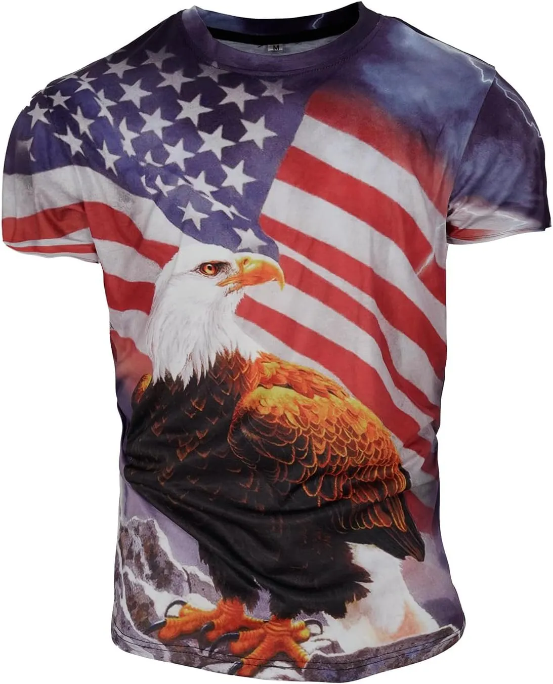 Men's Short Sleeve Patriotic American Design with Eagle and Flag Premium T-Shirt