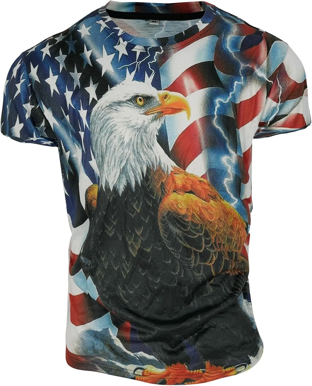 Men's Short Sleeve Patriotic American Design with Eagle and Flag Premium T-Shirt