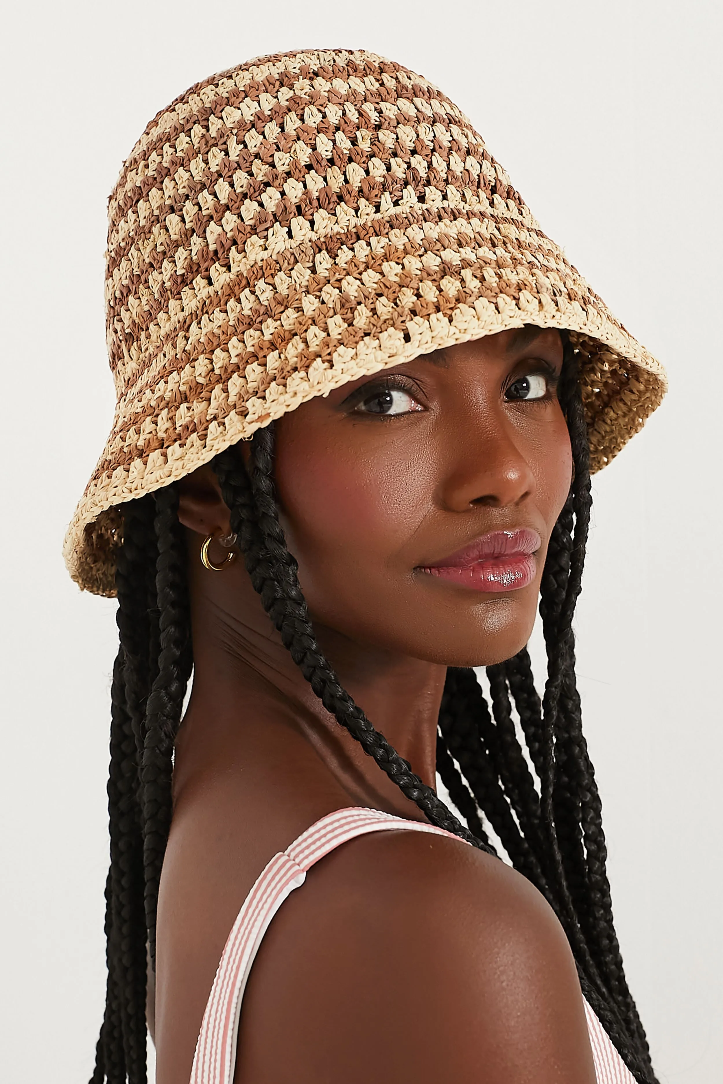 Natural and Brown Raffia Jocelyn Hat