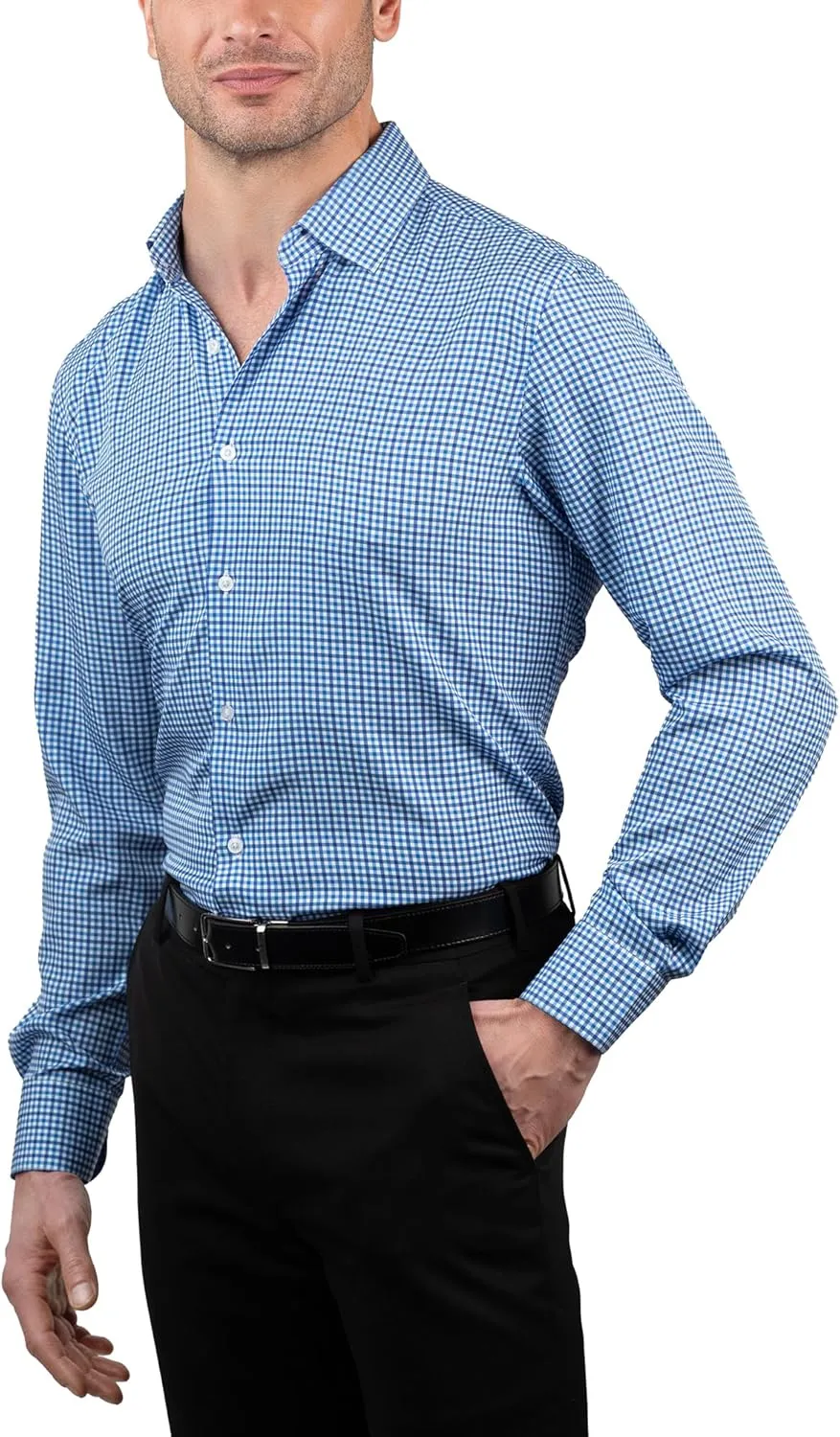 Nautica Slim Fit Mens Dress Shirts Long Sleeve Performance Polyester Fabric Wrinkle Free 4-Way Stretch