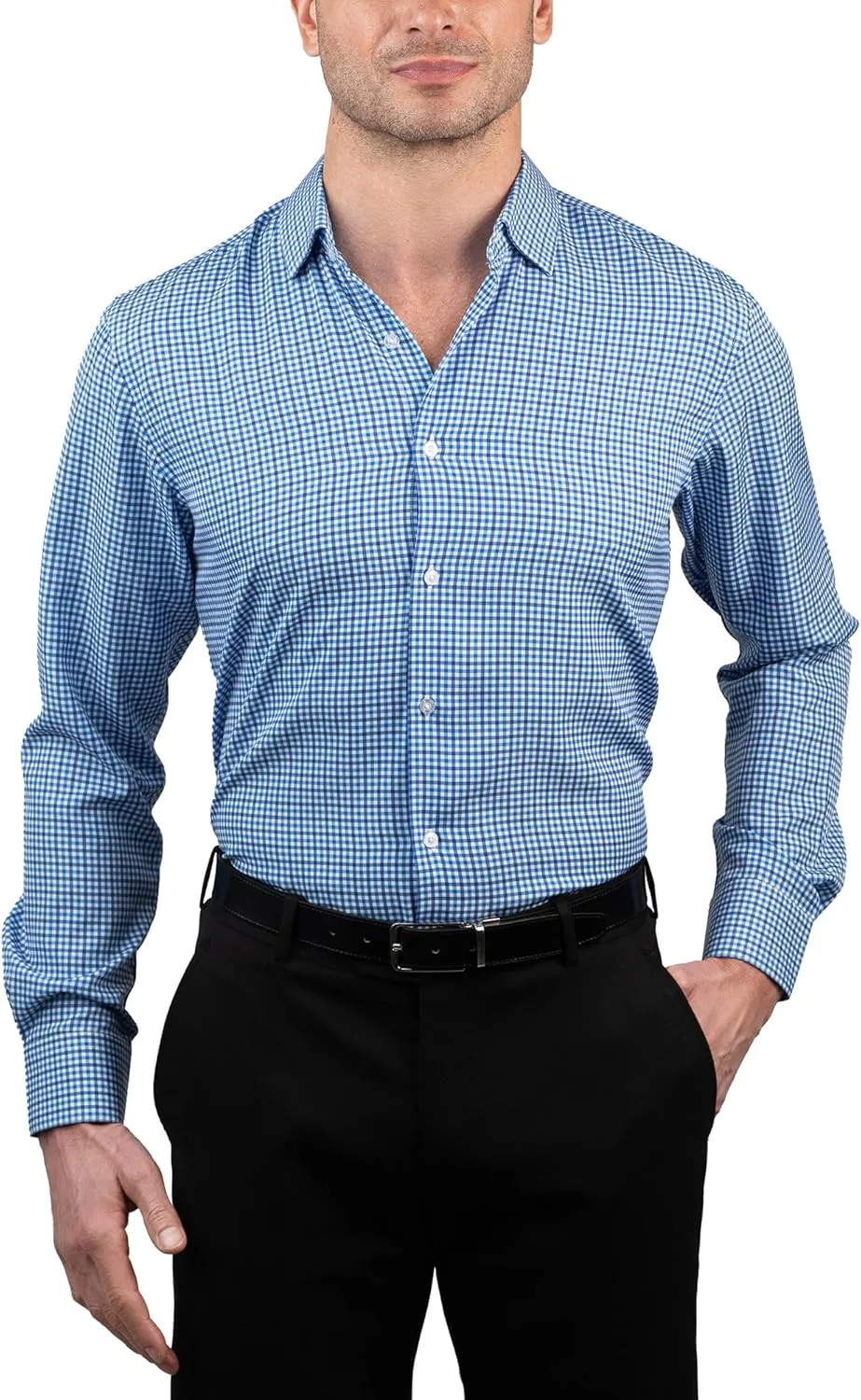 Nautica Slim Fit Mens Dress Shirts Long Sleeve Performance Polyester Fabric Wrinkle Free 4-Way Stretch