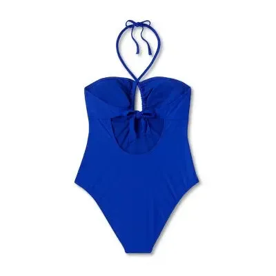 Shade & Shore Women's Bandeau One Piece Swimsuit Keyhole Back Tie Swimwear