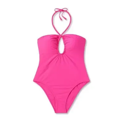 Shade & Shore Women's Bandeau One Piece Swimsuit Keyhole Back Tie Swimwear