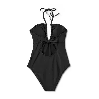 Shade & Shore Women's Bandeau One Piece Swimsuit Keyhole Back Tie Swimwear