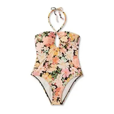 Shade & Shore Women's Bandeau One Piece Swimsuit Keyhole Back Tie Swimwear