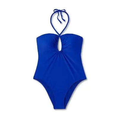 Shade & Shore Women's Bandeau One Piece Swimsuit Keyhole Back Tie Swimwear