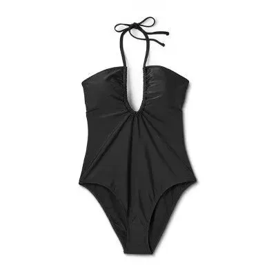 Shade & Shore Women's Bandeau One Piece Swimsuit Keyhole Back Tie Swimwear