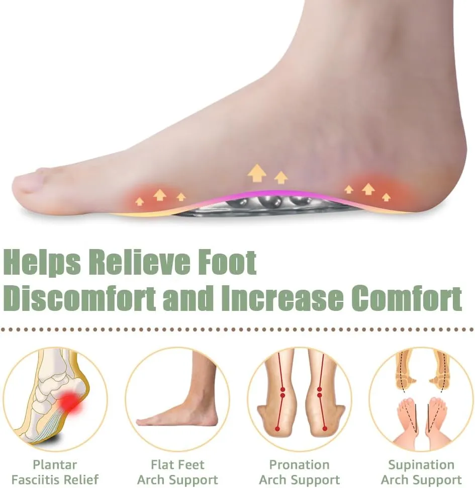Skyfoot Arch Support Inserts for Flat Feet, Plantar Fasciitis, Arch Insoles for Foot Pain and Pressure Relief - 3 Pairs (Black)