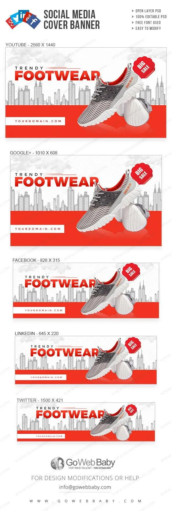 Social Media Cover Banner - Trendy Footwear's For Website Marketing