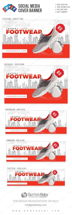 Social Media Cover Banner - Trendy Footwear's For Website Marketing